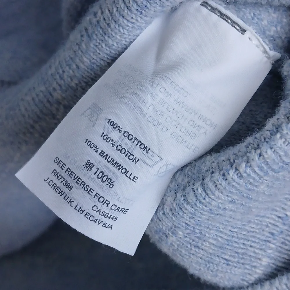 J Crew Men Slim Sweater Crewneck Pullover Size Medium Blue Cotton Raglan  C8445